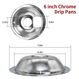 W10196405 W10196406 Electric Range Stove Drip Pans Includes 8" and 6" Burner Drip Pans Kit, Replaces 0089285 0091813 0304979 0310228