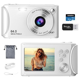 4K Digital Camera for Photography, 64MP Autofocus Vlogging Camera for YouTube, Anti-Shake, LED Screen, 18X Zoom, Point and Shoot Digital Camera for Teens Adult Beginner, 32GB High-Speed SD Card