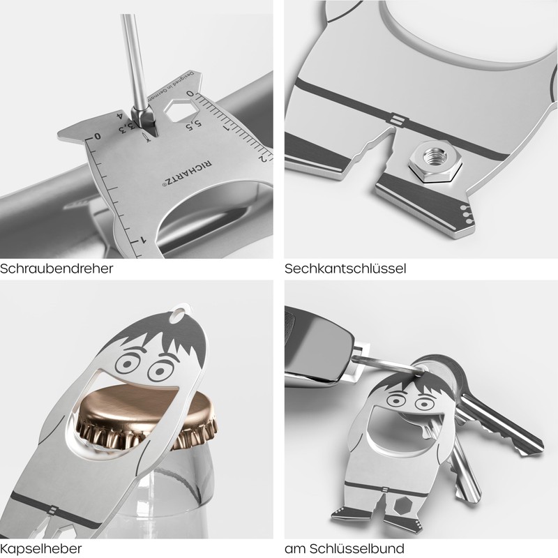 RICHARTZ Bottle Opener Fred Heart | Multitool Keyring | 10