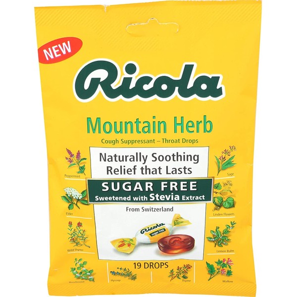 Ricola Sugar Free Drops - Swiss Herb (Case of 24)