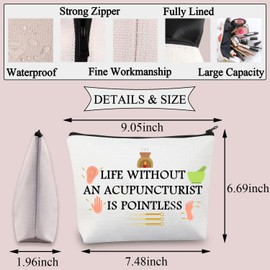 PLITI Life Without Acupuncturist is Pointless Makeup Bag Acupuncturist Gift Acupuncture Therapist Gift Acupuncture Love Gift (Life Acupuncturist U)