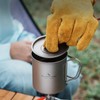 Boundless Voyage Single Walled Titanium Cup with Lid Folding Handle