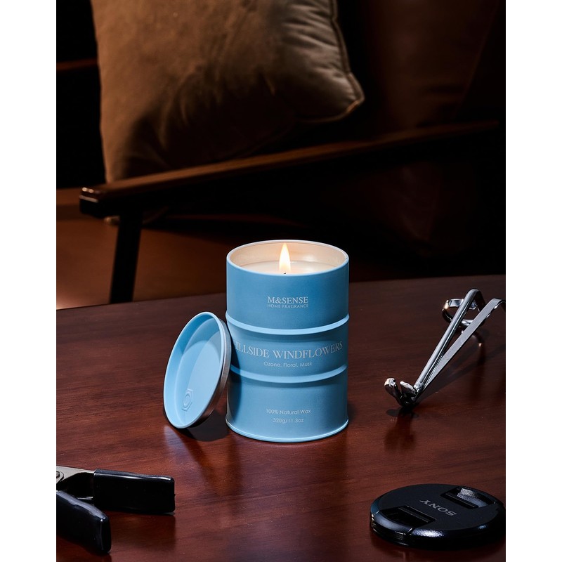 M&SENSE Hillside Windflowers Soy Scented Candles, Natural Organic Clean Burning