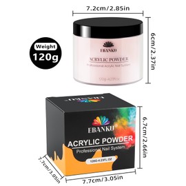 120g Deep Nude Acrylic Powder, EBANKU Acrylic Powder Large Capacity Professional French Acrylic Dip Powder for Nail Acrylic Extension, Nail Carving, Long-Lasting, No Nail Lamp Needed