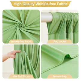 Sage Green Backdrop Curtain for Parties Wedding,4 Packs Wrinkle Free Light Green Curtains Photo Backdrop Drapes Fabric Decoration for Baby Shower Birthday Party 4ft x 10ft,4 Panels