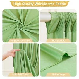 Sage Green Backdrop Curtain for Parties Wedding,4 Packs Wrinkle Free Light Green Curtains Photo Backdrop Drapes Fabric Decoration for Baby Shower Birthday Party 4ft x 10ft,4 Panels