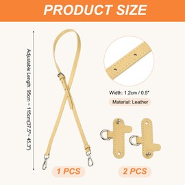 PATIKIL Leather Shoulder Strap, Adjustable Purse Straps Replacement Kit with Clasp for Crossbody Handbag Mini Tote Bag, Yellow