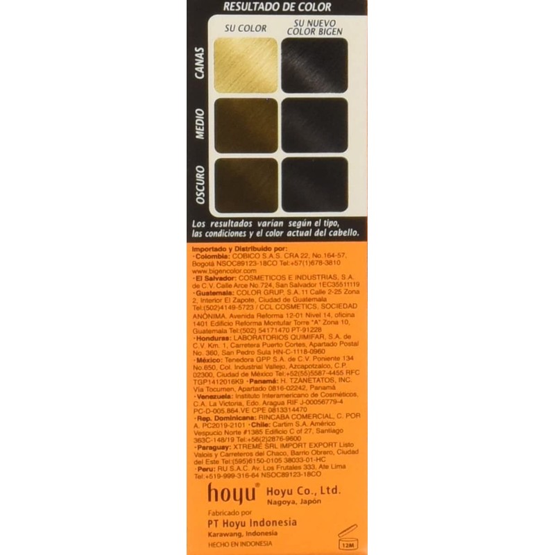 BIGEN Pack de 12 tintes marca bigen polvo tono,"bp negro