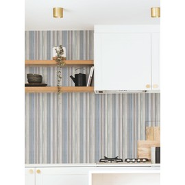 York Wallcoverings Missoni Striped Sunset Blue Grey Peel and Stick Wallpaper, PSW1634RL