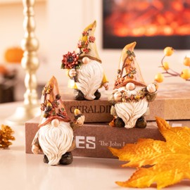 Valery Madelyn Autumn Decorations, Lovely Set of 3 Medium Gonks Ornaments, Waterproof Resin Autumn Home Decor, Gonks Gifts for Women, Fall Decorations for Living Room, Bedroom, Garden 10CM