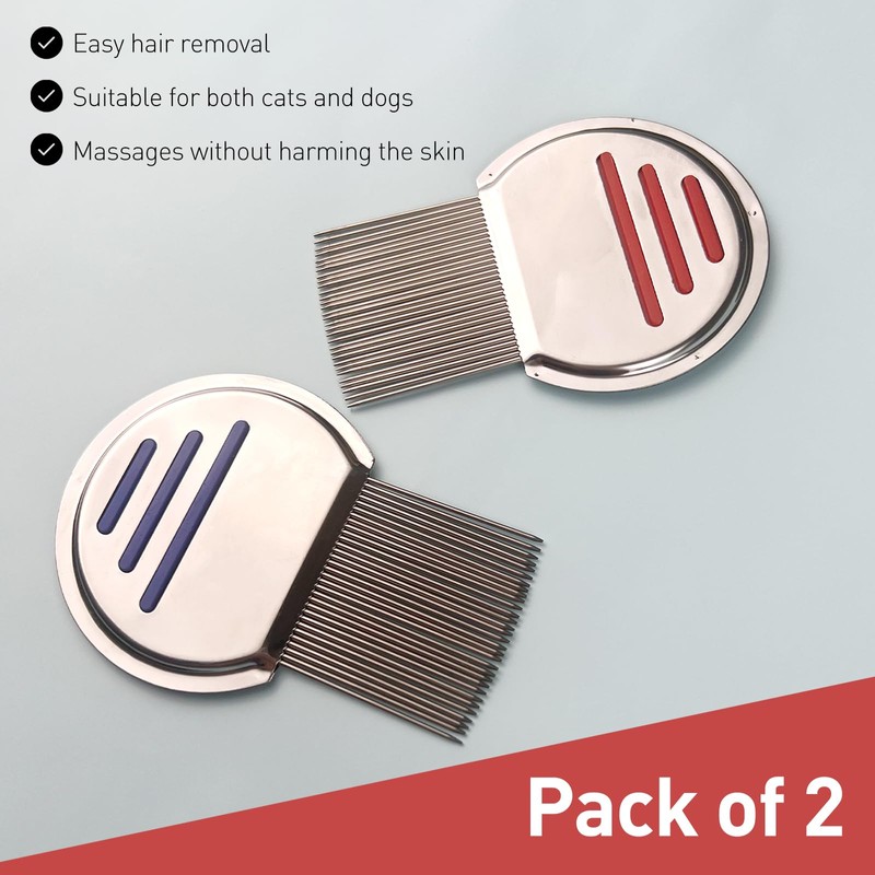 2 Pack Professional Stainless Steel Lice Comb, Reusable Lice and