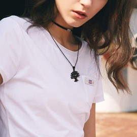 FOCALOOK Women Necklaces,Stainless Steel Tree of Life Black Yggdrasil Pendant Necklace for Ladies Gilrls 20 Inch Rolo Chain Gift Packed