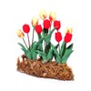 Dolls House Yellow and Red Tulips Flowers in Ground Grass