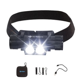K-Bern PRO Rechargeable Headlamp - 1600 Lumen, Ultra Bright Head Light for Forehead. Waterproof, Lightweight, Aluminum, UL Listed 3500mAh Battery. Perfect for Dog Walking, Camping & Hard Hats