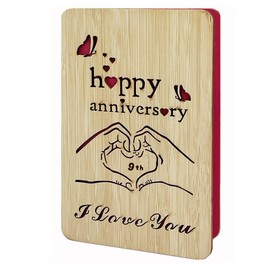 VANSUN Wooden Made 9th Wedding Anniversary Card for Husband and Wife, Wedding Anniversary Cards, Gifts for Husband and Wife (9th Anniversary)