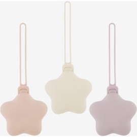 3pcs Funda de silicona para chupete,Funda Portátil de Silicona Suave, Estrella Antideslizante,Protector Higiénico Antibacteriano, Ideal para Viaje, Bebés y Recién Nacidos (Rosa+Beige+Morado)