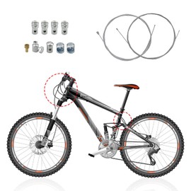 2 x 2 m universal repair kit, Bowden cable, throttle cable, clutch cable, bicycle, scooter, moped with 9 x nipple, motorcycle universal cable pulley for moped, bicycle, scooter