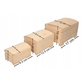 Wooden World - Set of 3 Wooden ecological chest boxes storage jewelry boxes