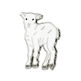 PinMart Cute White Lamb Farm Animal Enamel Lapel Pin