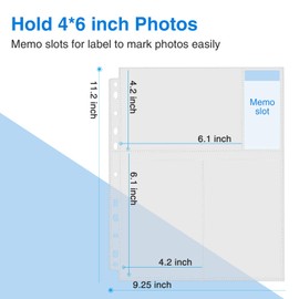 Sooez 30 Pack 4x6 Photo Sleeves for 3 Ring Binder (180 Pictures), Heavy Duty Plastic Album Refill Pages, Clear Archival Sheets 8.5x11