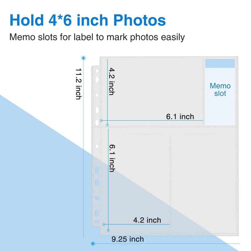 Sooez 30 Pack 4x6 Photo Sleeves for 3 Ring Binder