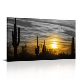 Artsbay Landscape Wall Art Sunset in Arizona Sonoran Desert Nature Landscape Saguaro Cactus Pictures Modern USA Southwest Scenery Home Decor Art Canvas Print Artwork for Living Room Ready to Hang
