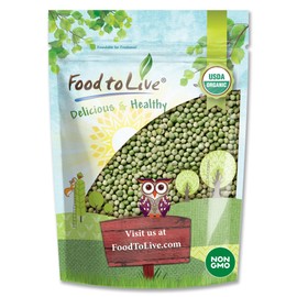 Food to Live - Organic Whole Dried Green Peas, 2.5 Pounds Non-GMO, Green Vatana, Sproutable, Vegan, Kosher, Bulk. Pre-Soak Needed. Rich in Protein, Fiber.
