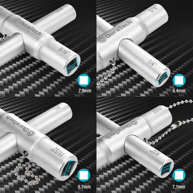 DURATECH 4 Way Sillcock Key Set, 1/4", 9/32", 5/16", 11/32",