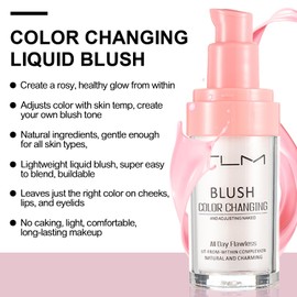 2Pcs TLM Blush Colour Changing, All Day Flawless Color Changing Blush,TLM Temperature Changing Liquid Blush for Mature Skin,Long Lasting Waterproof Blush for Face Makeup