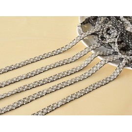 Bene Omnia 2 Yards Pearl Beaded Trim Bridal Lace Ribbon Trimming Edge Tape for Craft Sewing Wedding Dress Fabric DIY Decoration 1cm