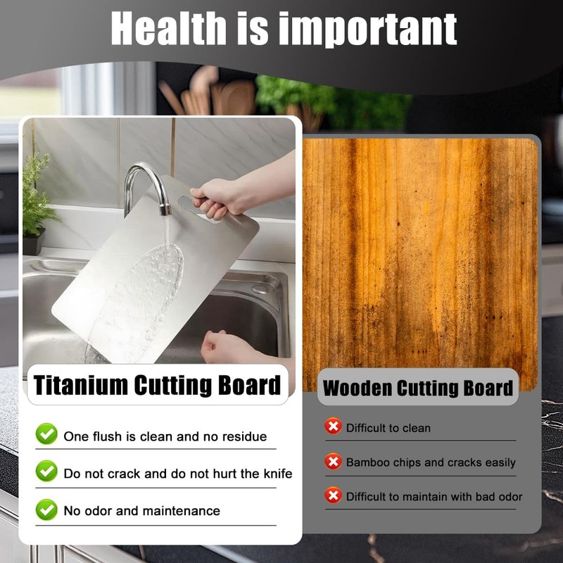 UUYYCLB Titanium Cutting Board - Dishwasher Safe, Double Sided Non-Slip