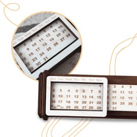 Perpetual Calendar Wooden Desk 3D Version Different Table Models Rotating Circular Mechanism Birthday Gift Idea (Rectangle Black)