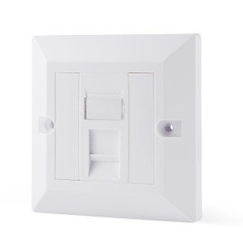 rhinocables CAT6 Ethernet Faceplate | Single 1, Double 2 & Quad 4 RJ45 Gang Wall Sockets | CAT 6 Setup for Printers, VoIP, Phones & More | Network Expansion for Home or Business (1 Port,Pack of 1)