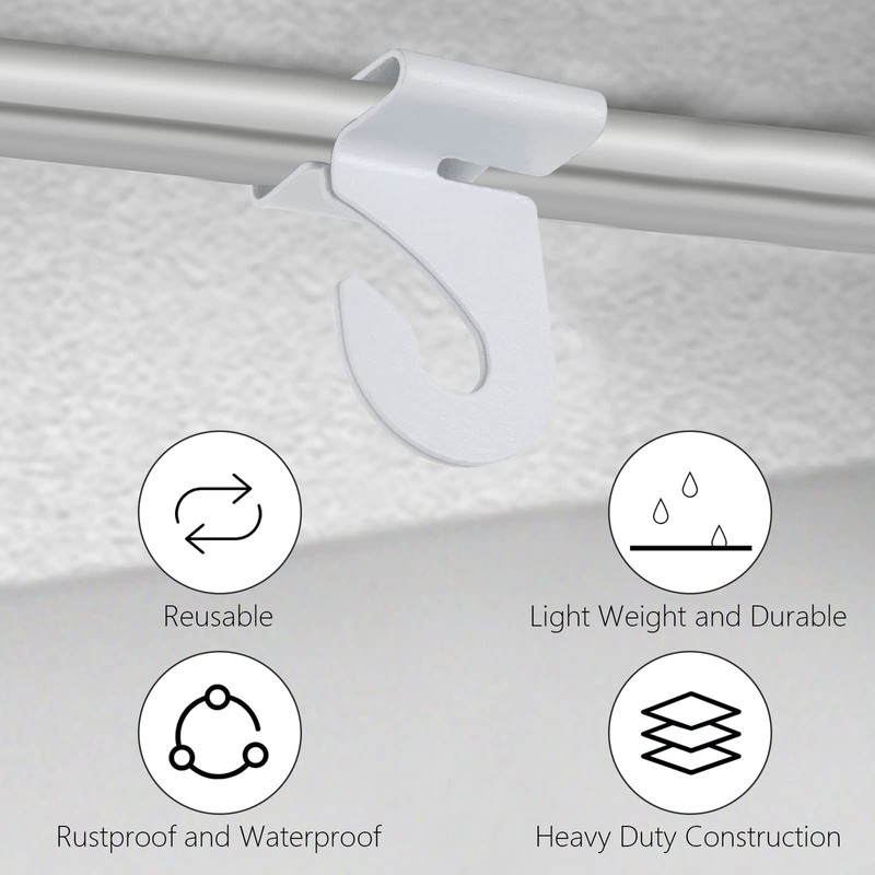50 Pieces Metal Drop Ceiling Hooks, Right and Left White
