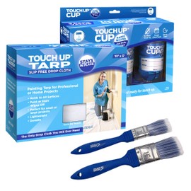 Touch Up Cup Painting Kit - Includes 3 Paint Storage Containers, 1 Painters Tarp, 2 Touch Up Paint ​​Brushes, As Seen On Shark Tank Products