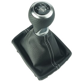 Perforated Gear Knob + Gear Stick Gaiter + Frame - White Stitching - 6 Gear Compatible / Replacement Part for A4 B8 from 2007 A5 8T from 2007 Q5 8R