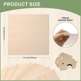 24 Pack Basswood Sheets 1/8 x 12 x 12 Inch for Crafts, Basswood Sheets Plywood Sheets for Laser Cutting & Engraving, Wood Burning, Architectural Models.Unfinished Wood Sheets for DIY Projects.