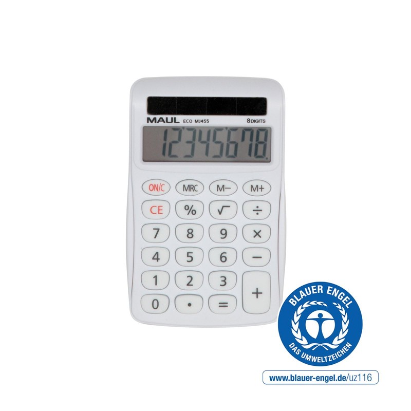 MAUL Eco MJ 455 Calculator, Solar with 8 Digits Display,