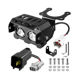 HKJWUN Upgrade Headlight Kit Fits for Talaria Sting R MX4 Sur-Ron Segway X260, Two Bulbs and Protective Covers, Plug and Play Motorcycle LED Front Light with Adjustable Bracket & Adapter Harness