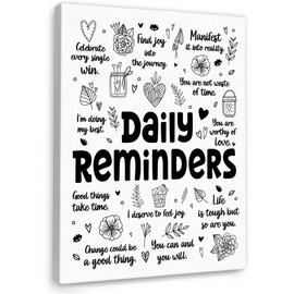 YEOION Daily Reminder Wall Decor for Women Girls,Inspirational Daily Affirmation Wall Art Canvas Frame Print for Therapy Office Women Room Wall Decor