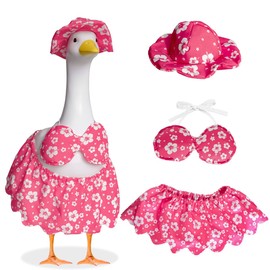 YIGETREE Hawaiian Goose Outfit Summer Porch Goose Outfits Shirt Goose Clothes Cute Goose Costume for Outdoor Garden Yard Decor (Pink Bikini)