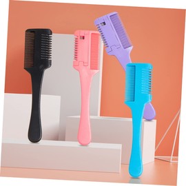 TOVINANNA 4pcs Dual Use Hair Razor Comb for Thinning Styling Comfortable Grip Hair Cutting Tool Includes Black Blue Pink Purple Combs
