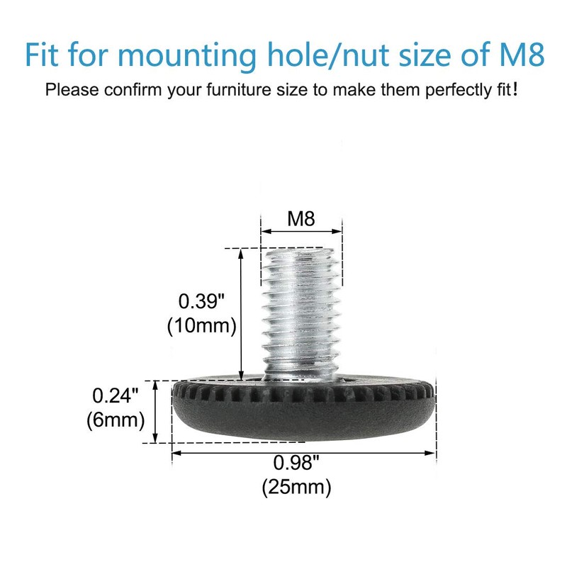 sourcing map M8 x 10 x 25mm Leveling Feet Adjustable