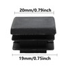 Septe 3/4" Square Plastic Plugs,Black Tubing End Plastic Caps for