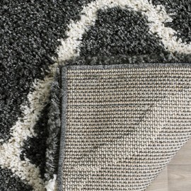 Safavieh Hudson Shag Collection SGH283G Moroccan Trellis 2-inch Thick Area Rug, 3' x 5', Dark Grey / Ivory