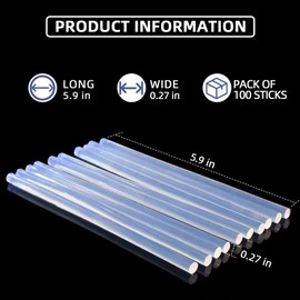 ZFYOUNG 200 Count - Crystal Clear Hot Glue Sticks - Full Size, 5.9" x 0.27", All-Purpose Glue for Crafting, Wood, Metal, Glass, Plastic, Fabric, Foam - Ideal for DIY, Scrapbooking & More