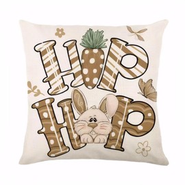 HLCYGJIN Easter Pillow Covers 18x18 inch Happy Easter Hunny Bunny Throw Pillow Covers Bunny Spring Cushion Case for Sofa Couch Bedroom Holiday Festivals Home Decor 05