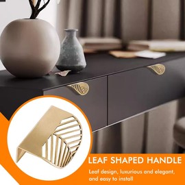 Pack of 4 Kitchen Handles, Furniture Handles, 60 mm, Gold Cabinet Handles, Hidden Cabinet Handles, Leaf Shape Cabinet Handles, Brass Gold Furniture Handles, Kitchen Door, Copper Drawer Handles,