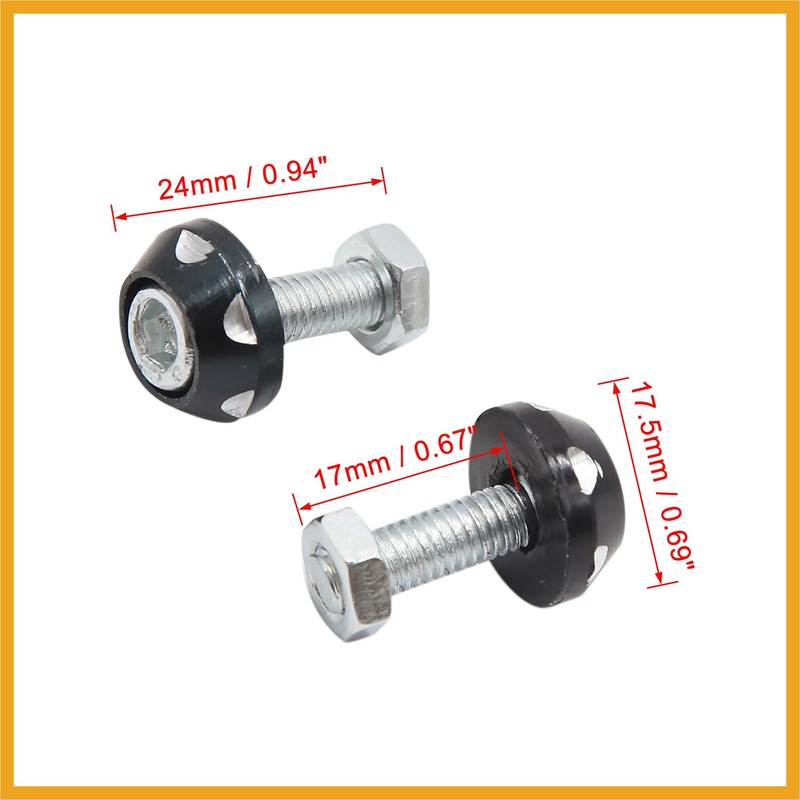 Partuto 4Pcs Black Aluminum Alloy Decorative License Plate Bolt Screw