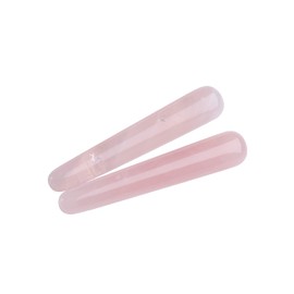 AMOYSTONE 2Pcs Natural Rose Quartz Massage Wand Pink Crystal Massage Scraping Tool Treatment 4"